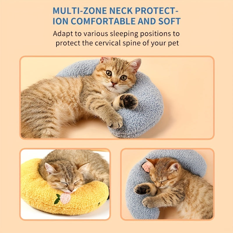 Soft U-Shaped Pillow for Cats, Dog Sleeping Mat, Neck Protection
