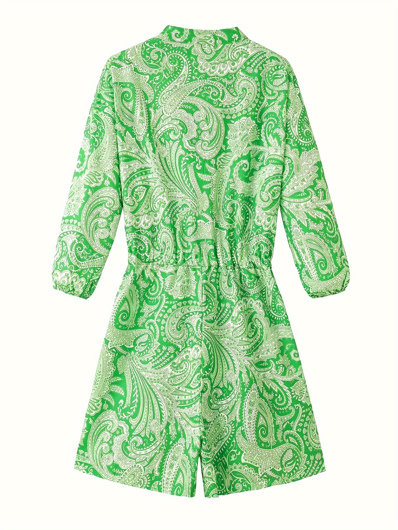 Paisley Floral Print Lantern Sleeve Romper