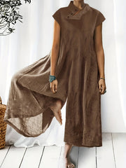 Minimalist Button Wide Leg Jumpsuit Casual Short Sleeve Jumpsuit