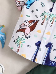 2pcs Dinosaur Shirts & Bow Tie Set for Boys