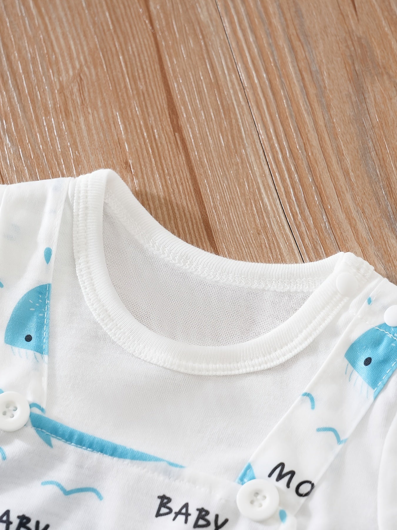 Infant Whale Print Romper Short Sleeve Jumpsuit