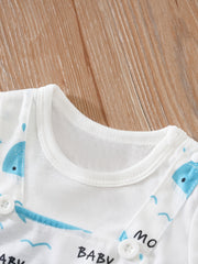 Infant Whale Print Romper Short Sleeve Jumpsuit