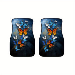 4pcs Colorful Butterflies Car Floor Mats Water Absorbent Non-Slip
