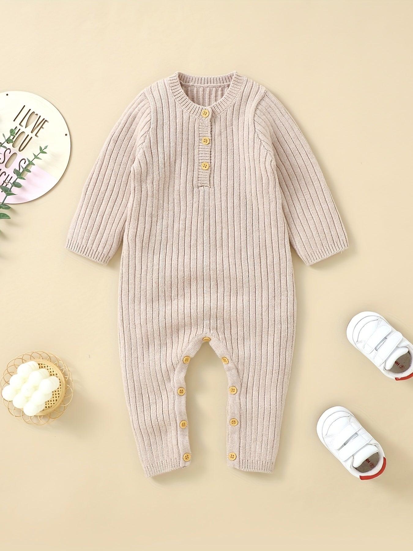 Infant Long Sleeve Knit Jumpsuit Onesie