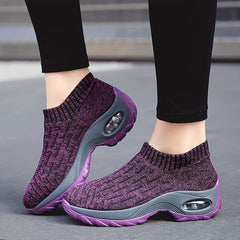 Women's Knit Sock Sneakers Slip On Wedge Shoes