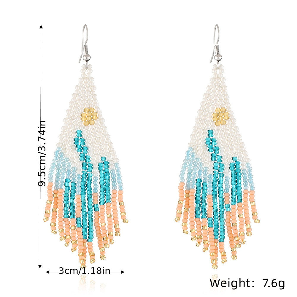Mexican Cactus Tassel Drop Earrings Bohemian Ethnic Style Long Earrings