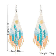 Mexican Cactus Tassel Drop Earrings Bohemian Ethnic Style Long Earrings