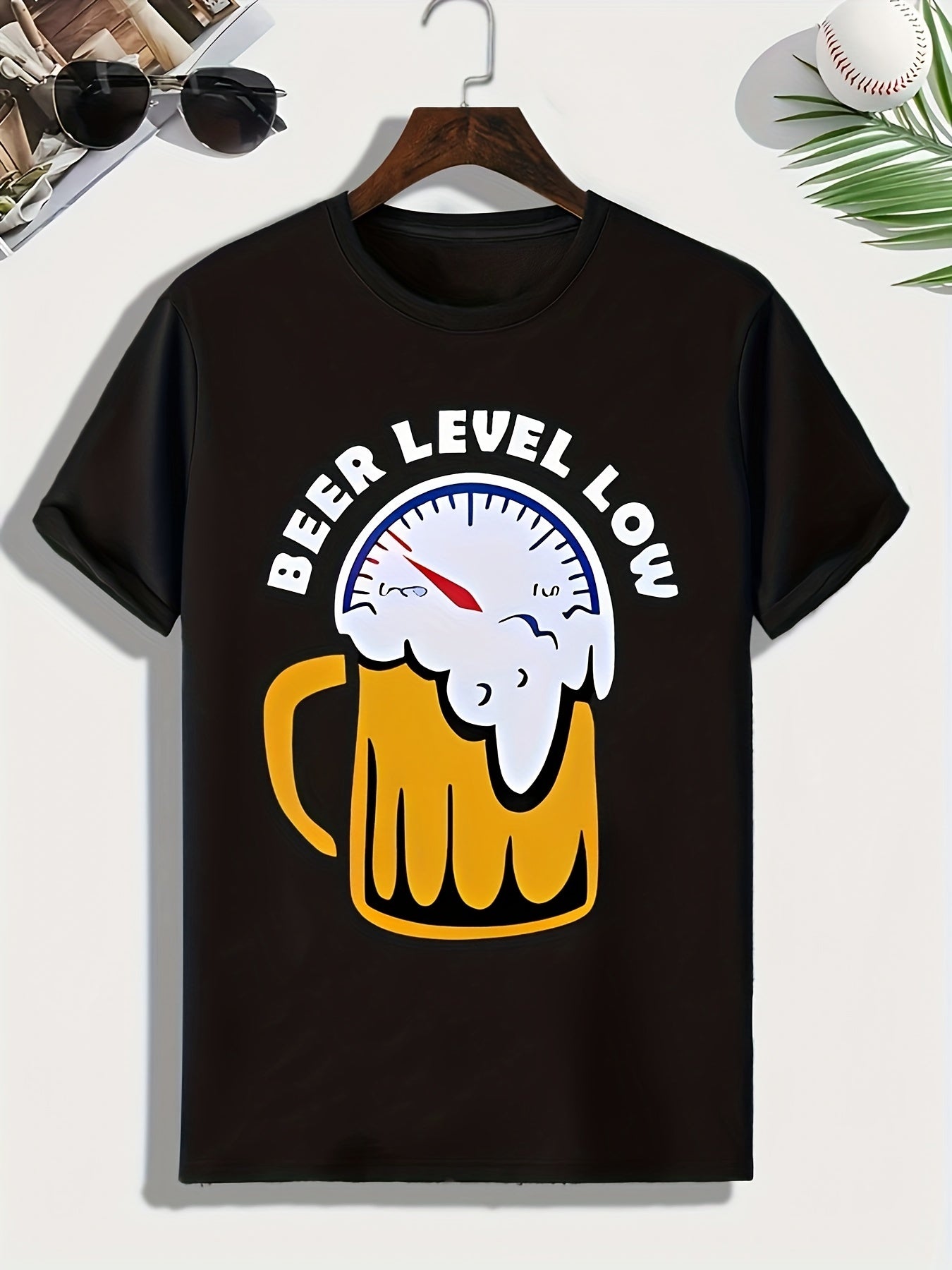 Men's Beer Level Low Comfy T-shirt for Outdoor Summer
