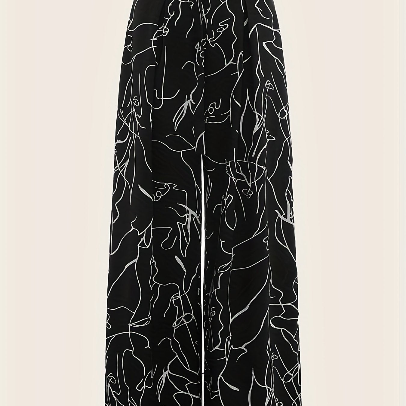 Abstract Print Wide Leg Pants Casual High Waist Loose Pants