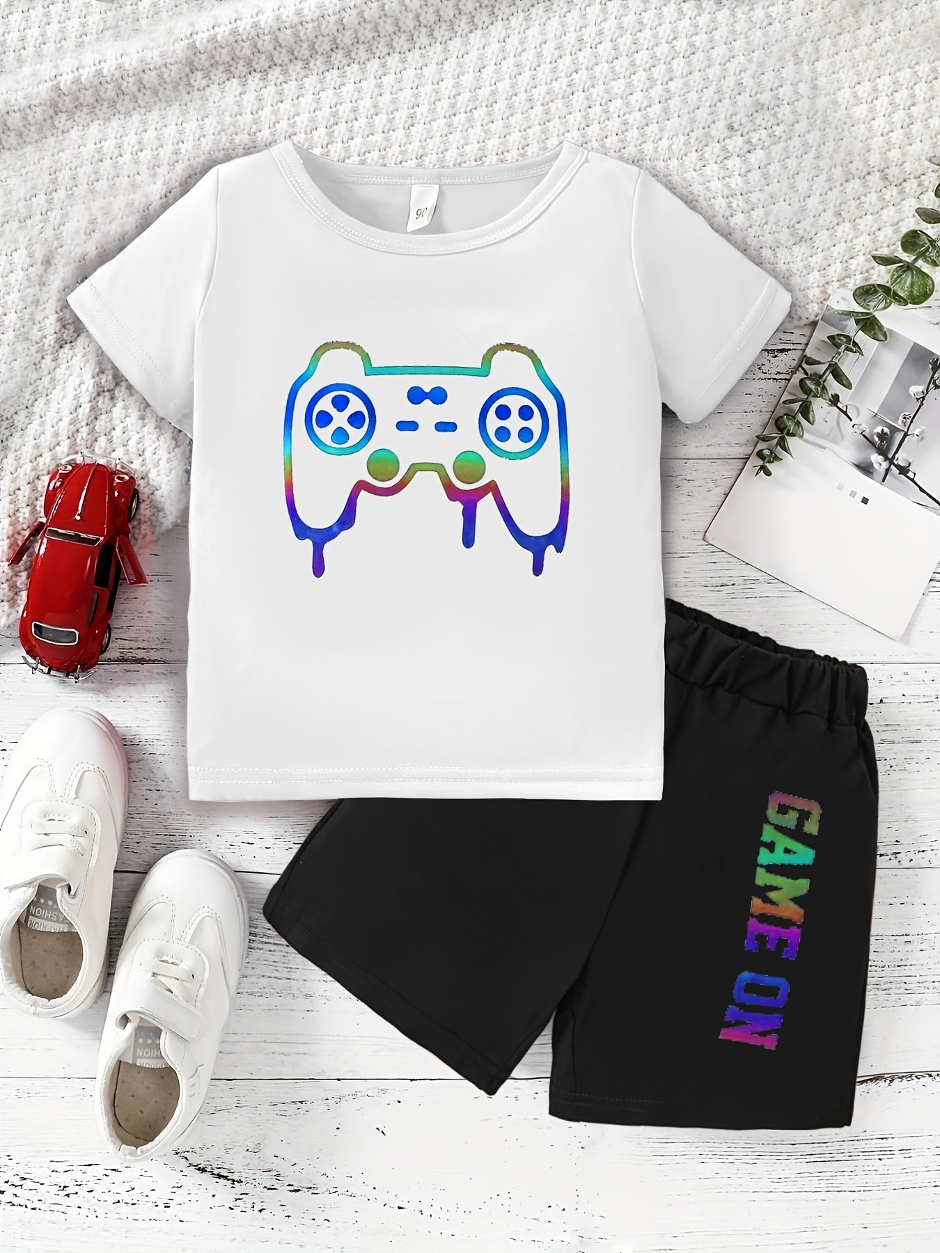 Boys Game Console Print T shirt & Shorts Set for Summer