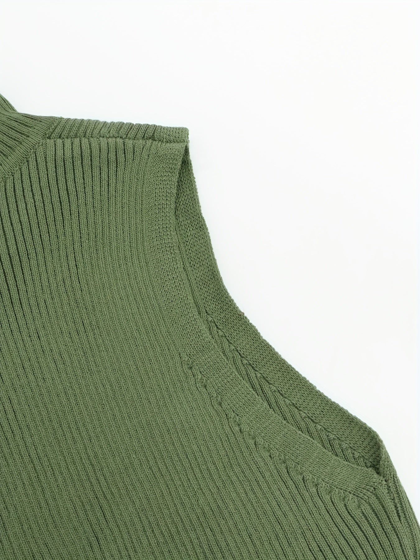 Skinny Ribbed Tank Top High Neck Sleeveless Solid Top