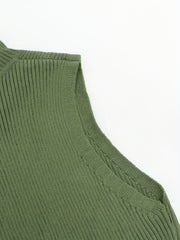 Skinny Ribbed Tank Top High Neck Sleeveless Solid Top