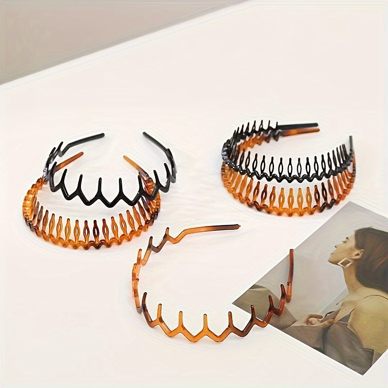 4pcs Water Wave Headbands Set Hair Hoops for Face Washing & Makeup - 2 Colors