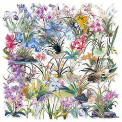 50pcs Orchid Flower Cartoon Stickers for DIY Crafts Suitcases Water Bottles