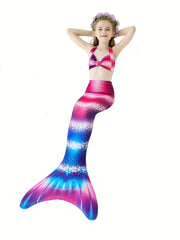 Girl's Mermaid Swimsuit 3pcs Halter Bikini Set & Mermaid Tail