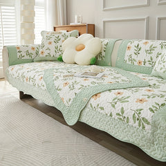 Cotton Flower Printed Sofa Slipcover Machine Washable Sofa Cover