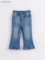Girls Summer Denim Flared Trousers