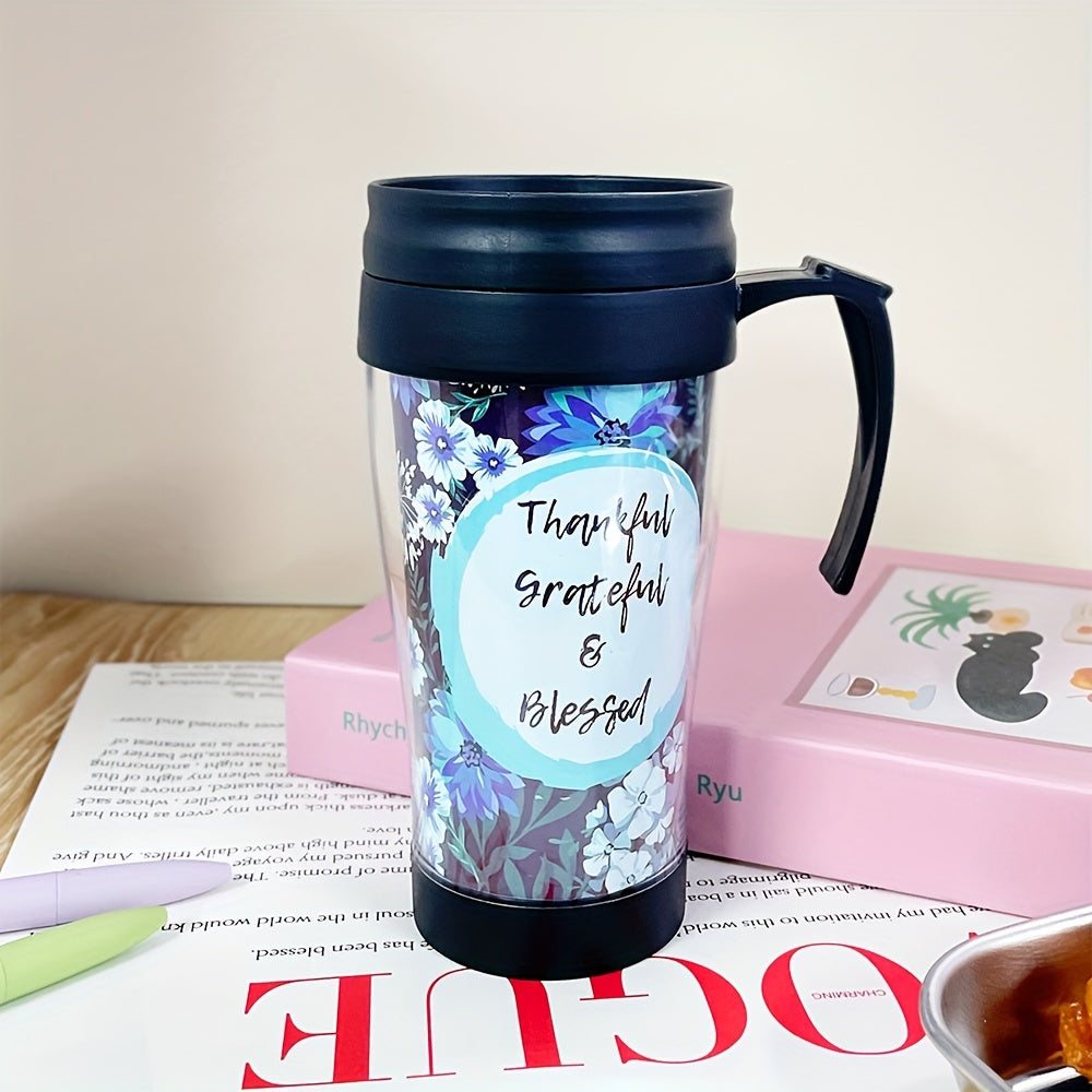 400ml Double Layer Plastic Water Cup Letter Pattern Leakproof Bottle