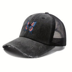 Flag Butterfly Trucker Hat Printed Mesh Baseball Cap Independence Dad Hats