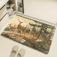 Natural Forest Deer Pattern Floor Mat Anti Slip Waterproof Mat