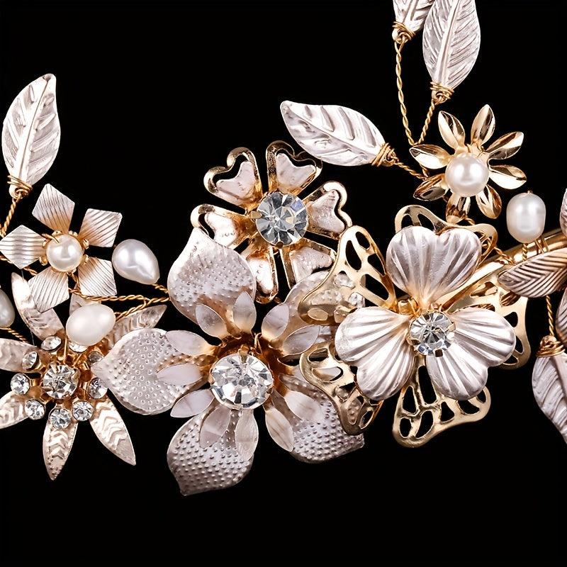 Bridal Flower Hair Clip Inlaid Pearl Rhinestone Head Jewelry