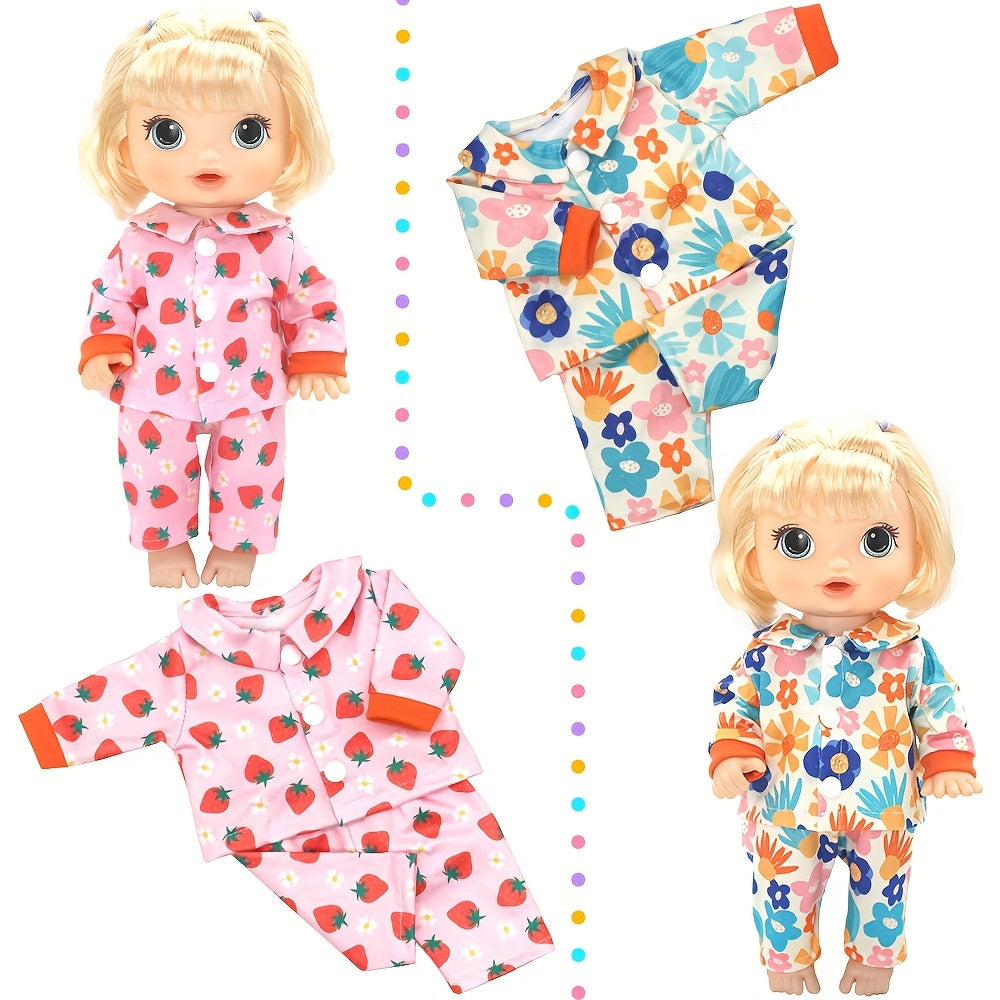 Strawberry Print Jumpsuit Doll Clothes Set for 12 inch Dolls
