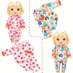Strawberry Print Jumpsuit Doll Clothes Set for 12 inch Dolls