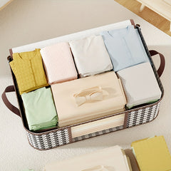 Houndstooth Wardrobe Quilt Organizer Double Zipper Clothes Storage Box