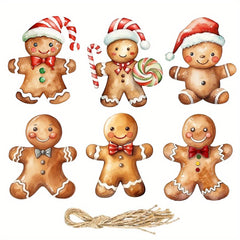 6pcs Christmas Gingerbread Man Decorations Fabric Dolls