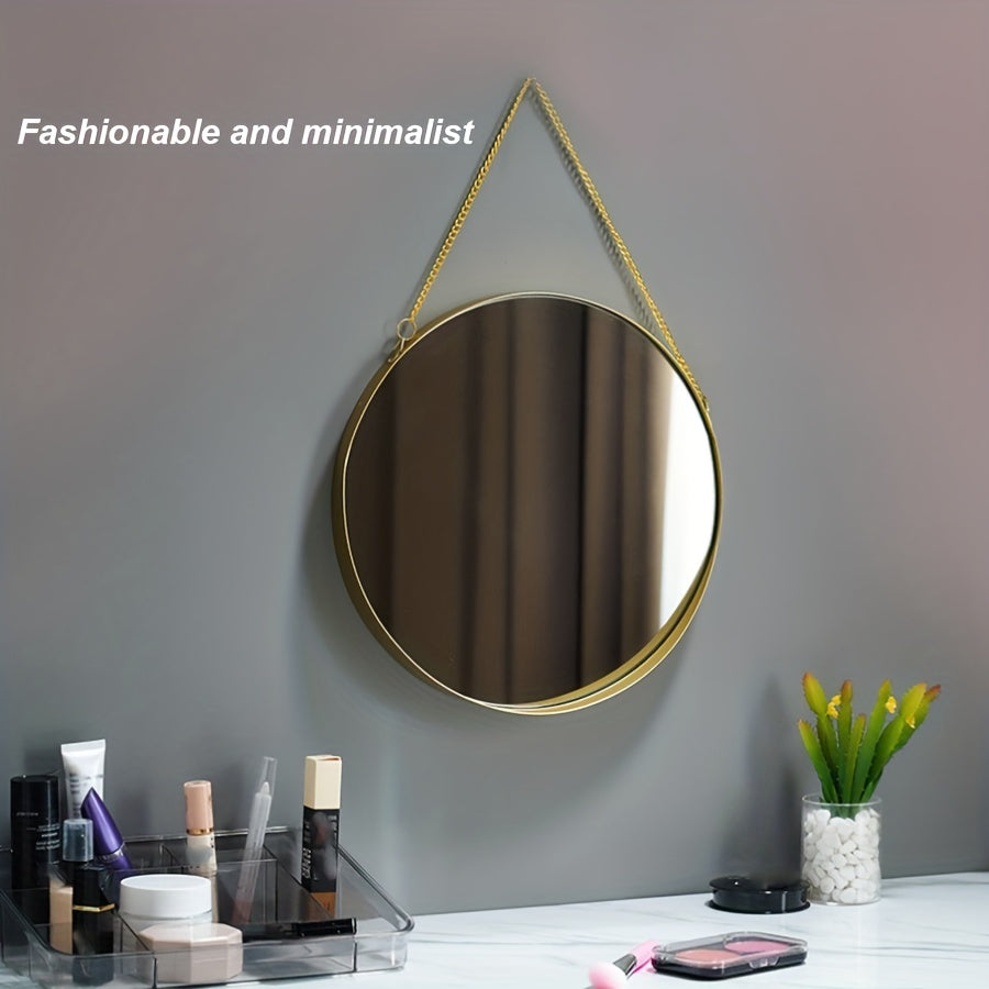 Round Wall Mirror with Chain for Home Decor