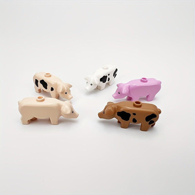5pcs Mini Building Blocks for Pig Farm and Pastoral Decoration - Creative Toy