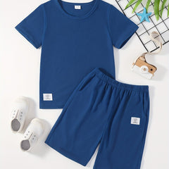 2pc Boys Casual Short Sleeve T shirt&Shorts Set Summer Kids Clothing