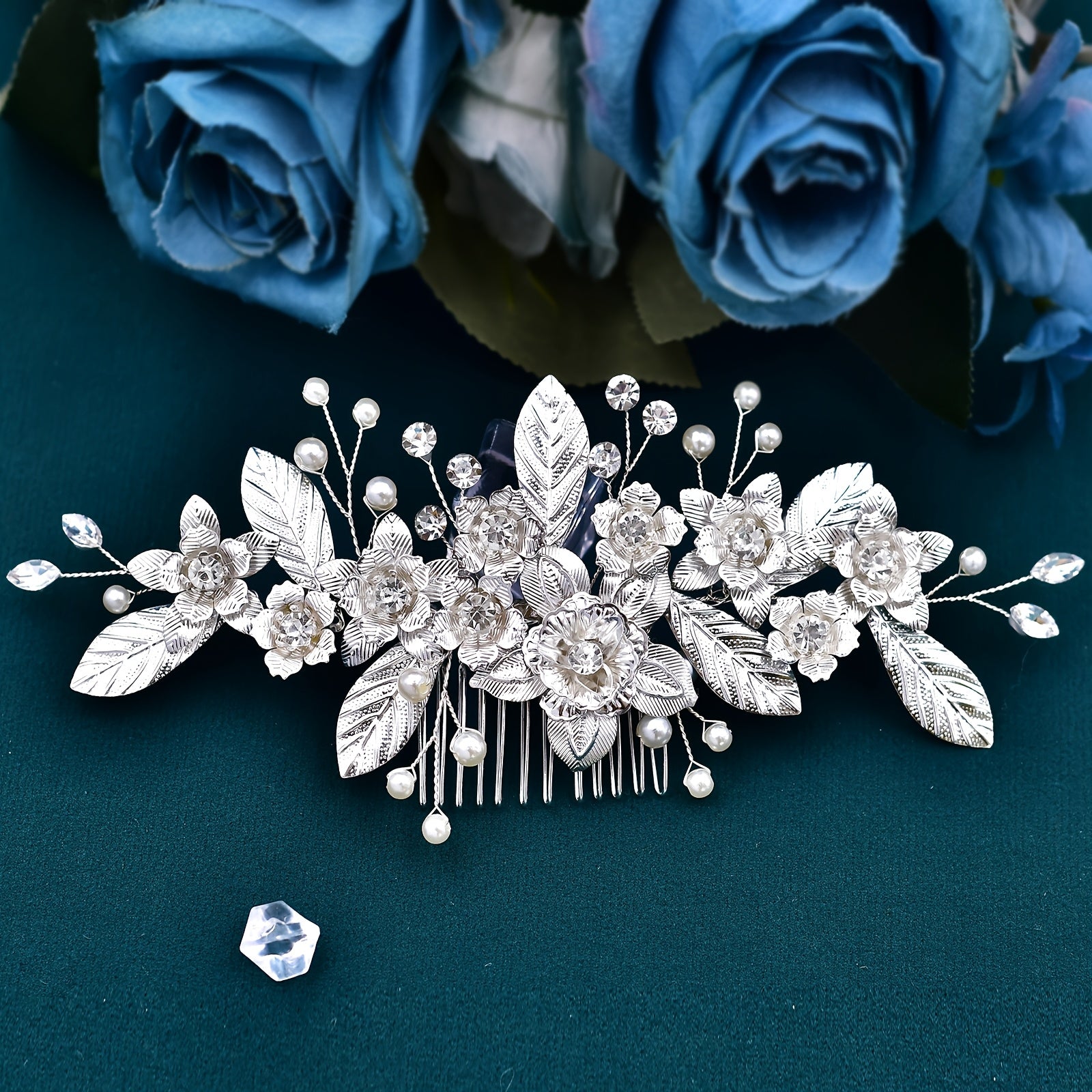 Boho Bridal Hair Comb w/ Sequined Leaves - Ideal for Vale