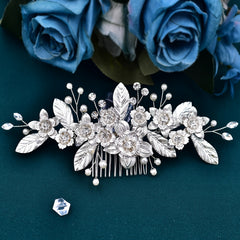 Boho Bridal Hair Comb w/ Sequined Leaves - Ideal for Vale