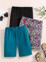 4pcs Girls Solid Elastic Waist Safety Shorts Leggings Under Skirt Dress