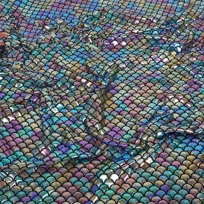 Laser Fish Scale Bronzing Fabric Spandex Elastic Swimsuit Fabric