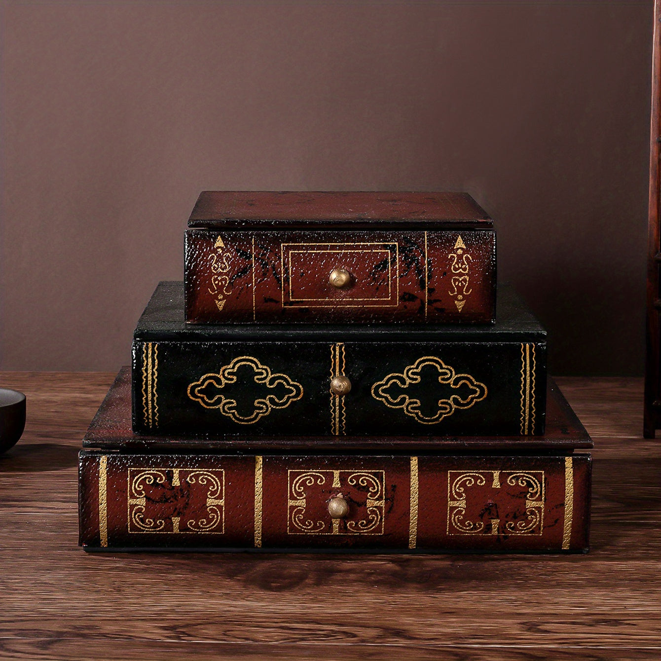Vintage Wooden Book Storage Box Jewelry Drawer