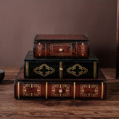 Vintage Wooden Book Storage Box Jewelry Drawer