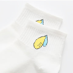 5 Pairs Fruit Pattern Low Cut Solid Socks Women's Stockings