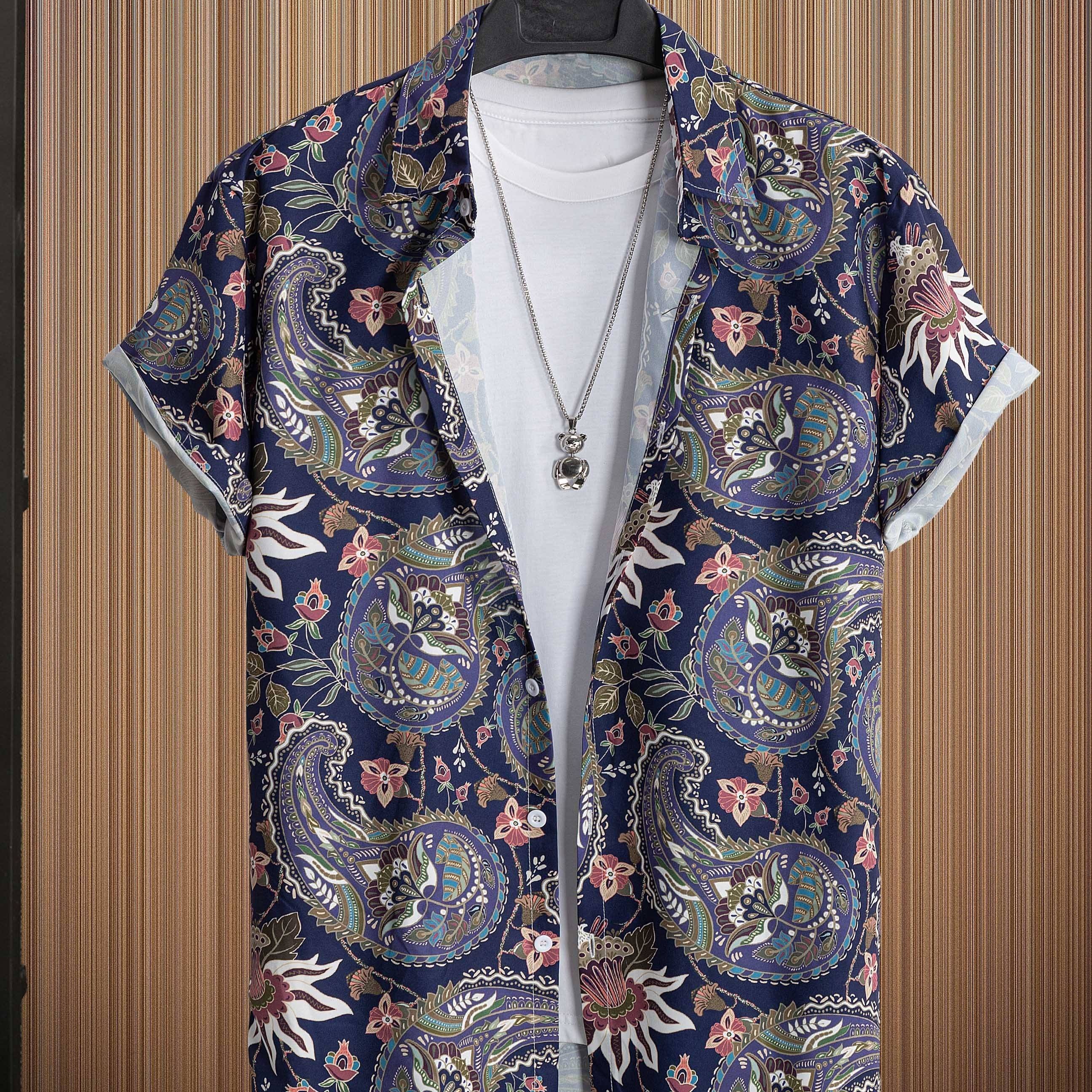 Paisley Print Men s Casual Short Sleeve Hawaiian Shirt