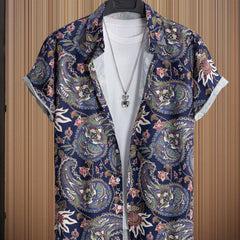 Paisley Print Men s Casual Short Sleeve Hawaiian Shirt