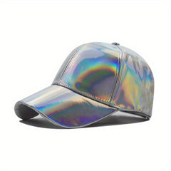 Men's PU Light Laser Baseball Cap Waterproof Peaked Dad's Hat