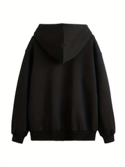 Butterfly Print Hoodie Zip Up Sweatshirt for Fall & Winter