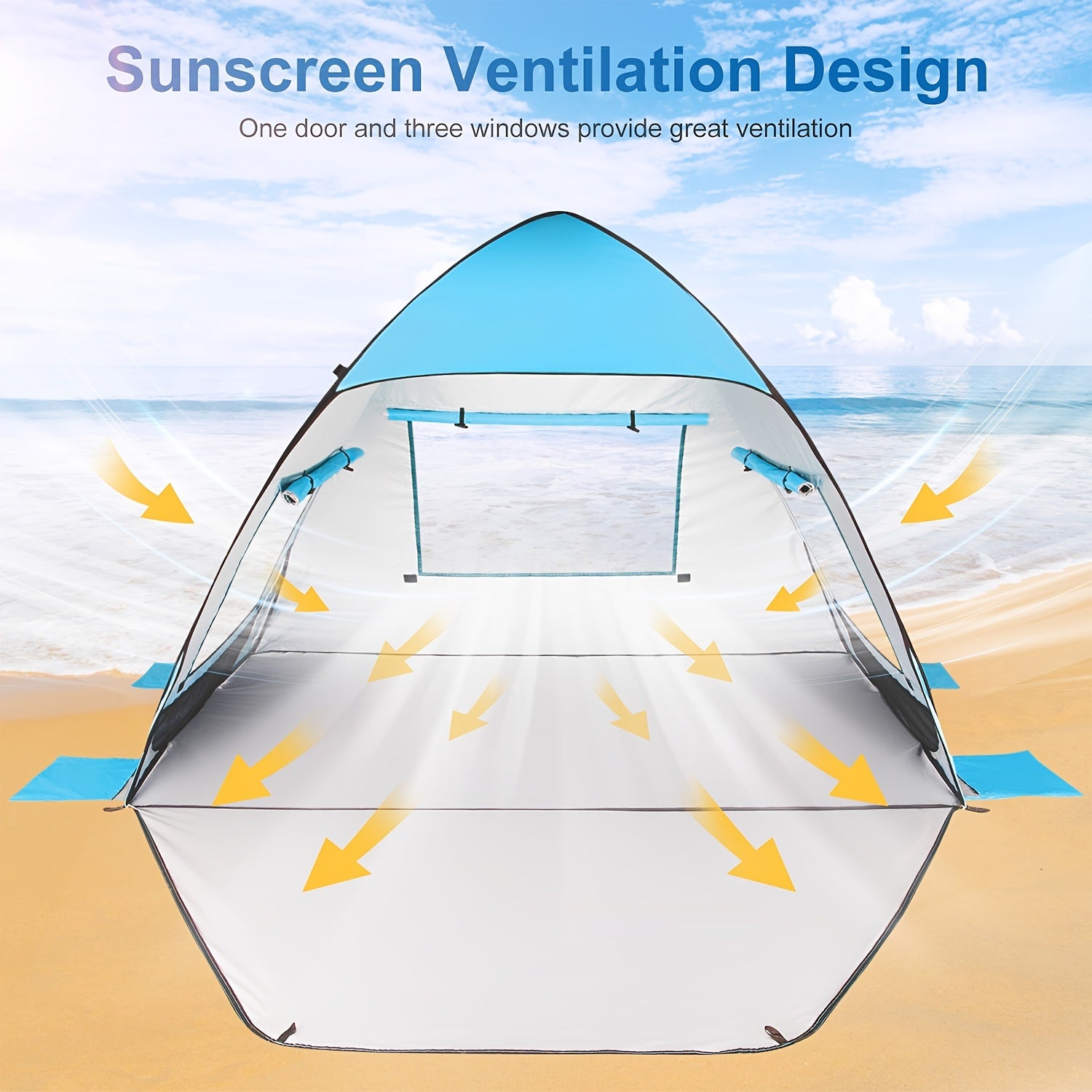 TOBTOS Pop Up Beach Tent UPF 50 Portable Sunshade Lightweight Sun Shelter