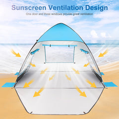 TOBTOS Pop Up Beach Tent UPF 50 Portable Sunshade Lightweight Sun Shelter