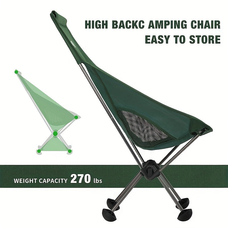 Ultralight Folding Fishing Chair Portable Durable Double Crossbar 270lbs