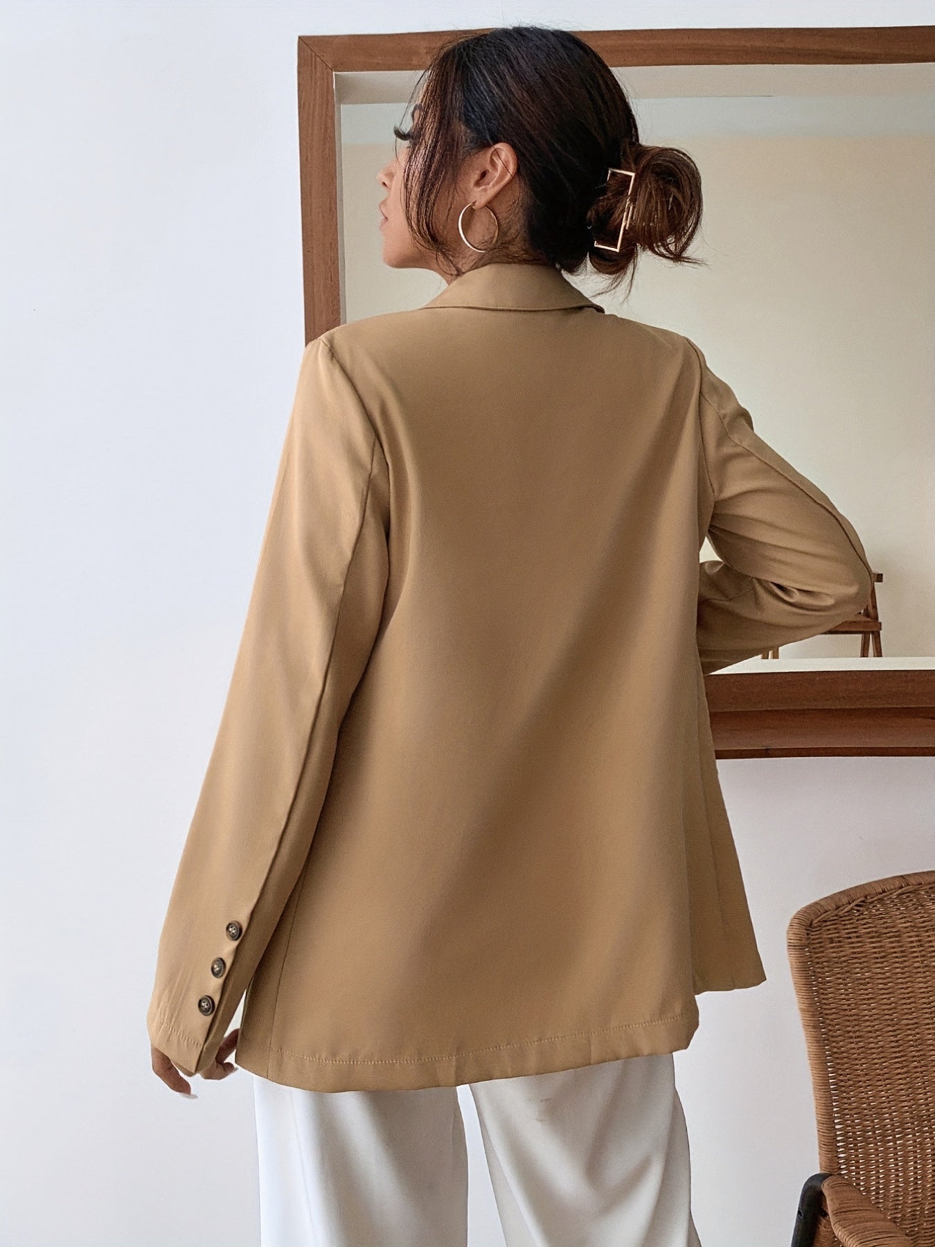 Double Breasted Lapel Blazer Long Sleeve Outerwear