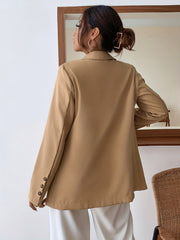 Double Breasted Lapel Blazer Long Sleeve Outerwear