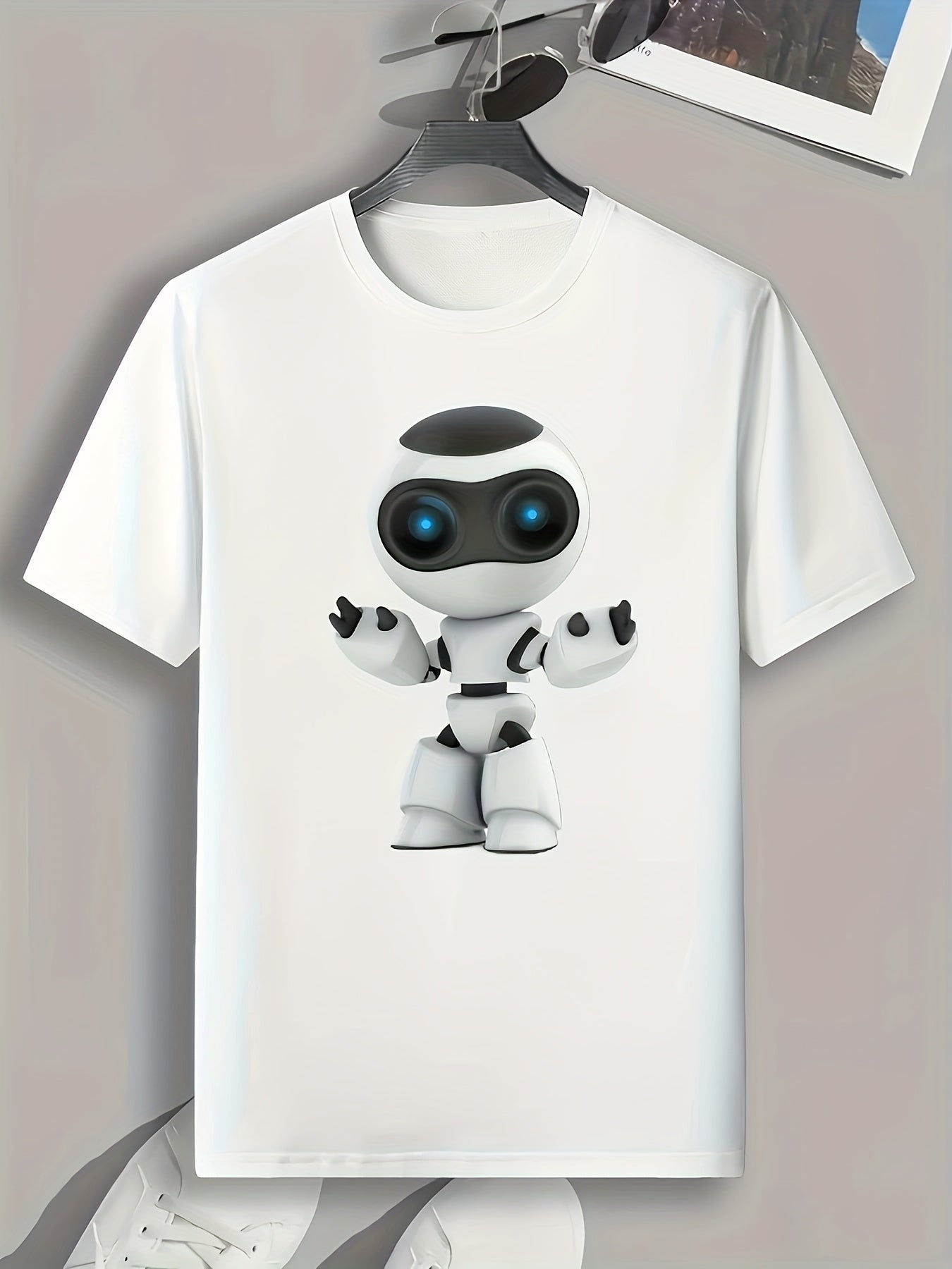 Robot Print Men's Graphic T-shirt Casual Comfy Tees For Summer