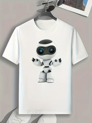 Robot Print Men's Graphic T-shirt Casual Comfy Tees For Summer
